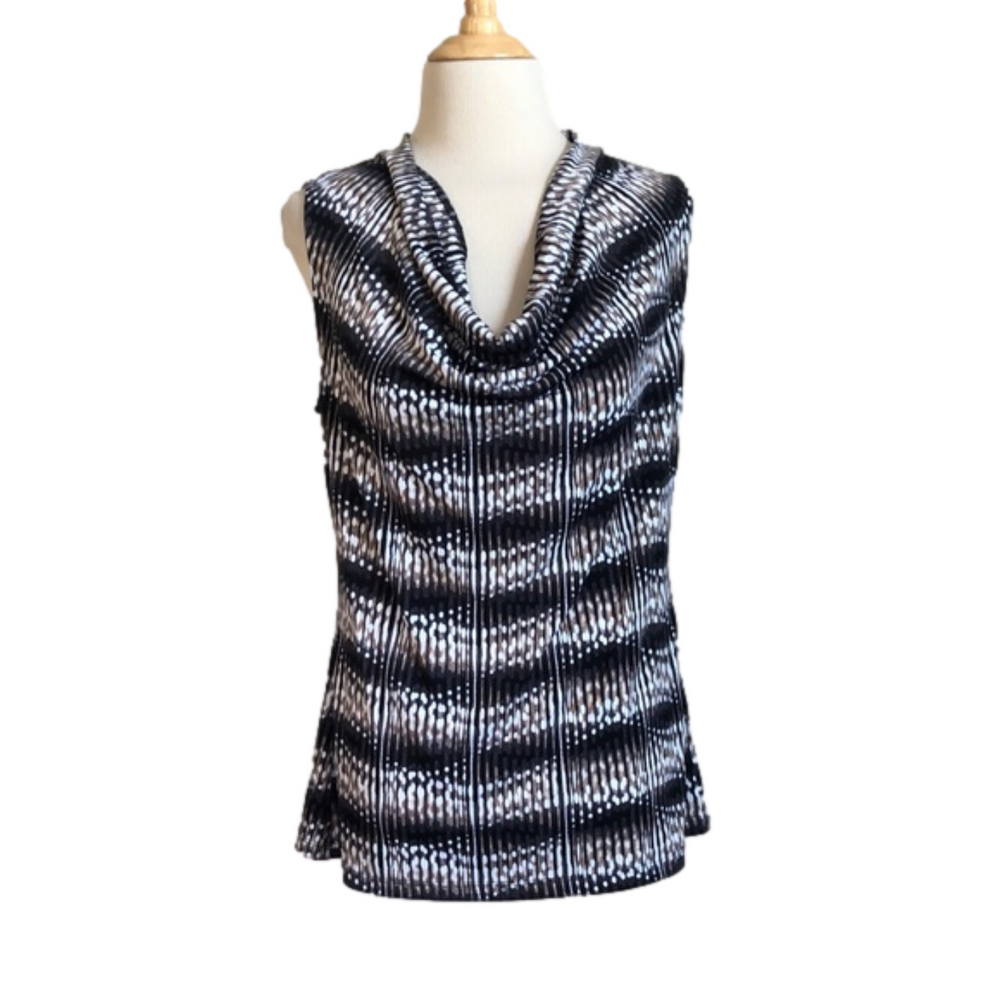 WORTHINGTON Stretch Women's Medium Sleeveless Draped Neck‎ Blouse Office